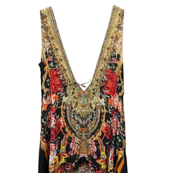 NWT Czarina Crystal Embellished Silk Blend Hi-Low Floral Maxi Dress S - Picture 5 of 16